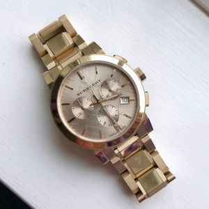 Burberry Gold Tone Chronograph Watch